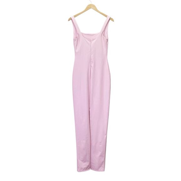 NWT Naked Wardrobe Pink Faux Leather Maxi Tank Dress Size Medium Fitted Bodycon - Picture 3 of 16